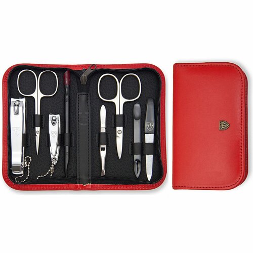Kellermann 52136 ženski set za manikuro iz pravekože, rdeč