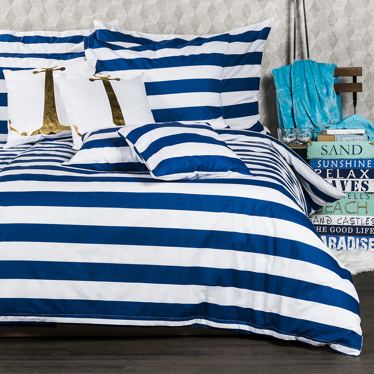 4Home Navy pamut ágyneműhuzat, 140 x 200 cm, 70 x 90 cm, 140 x 200 cm, 70 x 90 cm akciós termékkép 1