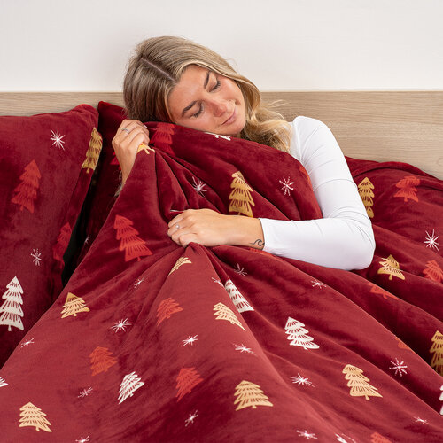 Lenjerie de pat din microflanel 4Home Crimson Woods, 140 x 220 cm, 70 x 90 cm
