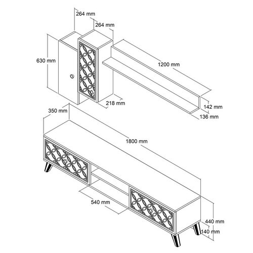 Televizní stěna Classe Walnut and Chalcedony