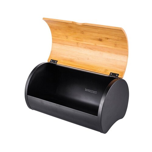 Altom Kruhnik z bambusovim pokrovom 37,7 x 24,3 x20,4 cm, črn