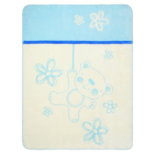 Dětská deka Teddy modrá, 75 x 100 cm