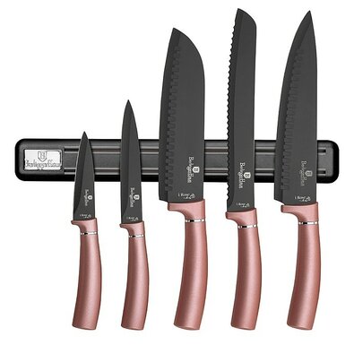 Set 6 cuțite Berlinger Haus I-Rose Edition, cu bară magnetică