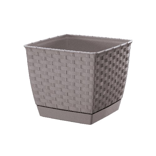 Plastični cvetlični lonec Ratolla Square, bež,19,9 x 19,9 x 15,9 cm