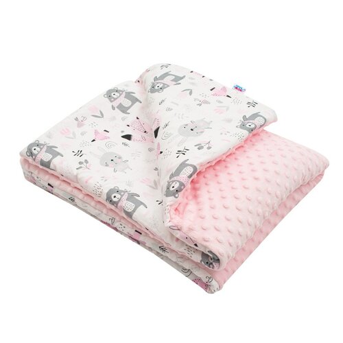 New Baby Otroška odeja iz Minky Medvedki roza, 80x 102 cm