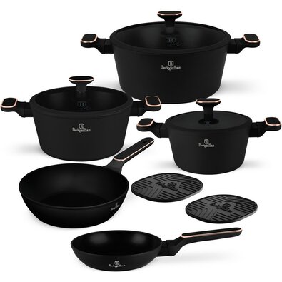 BerlingerHaus Set de vase cu suprafață din titan Black Rose, 10 piese