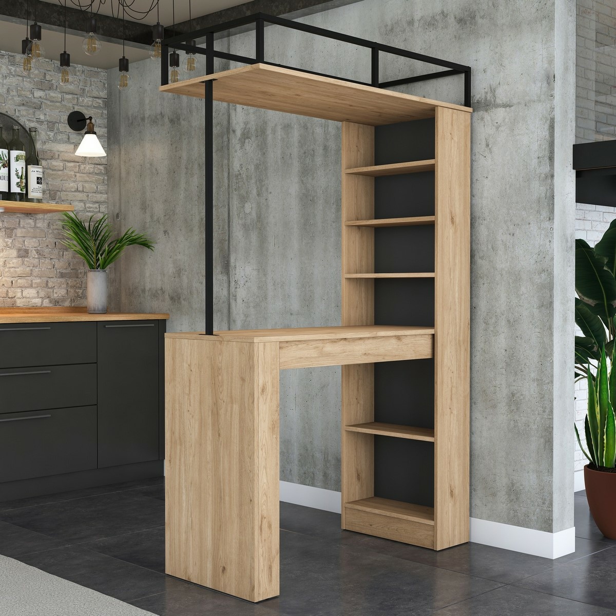 Barový stôl stôl Jany Walnut and Black