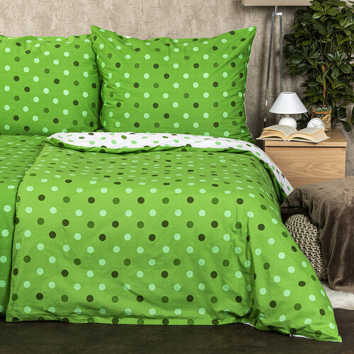 4Home Bavlnené obliečky Bodky zelená, 140 x 200 cm, 70 x 90 cm