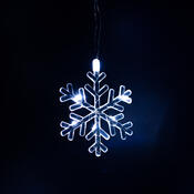 Světelný venkovní závěs Snowflakes, 200x60cm, LED, studená bílá, časovač, 8 funkcí, na baterie