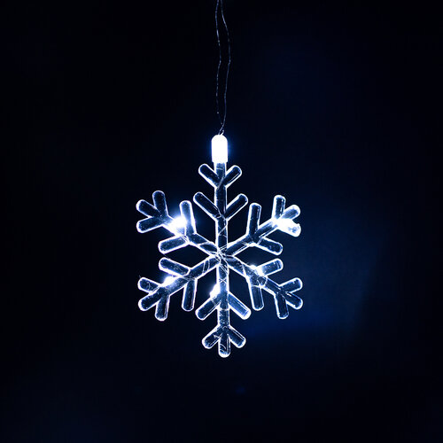 Kültéri fényfüzér Snowflakes, 200x60cm, LED, hidegfehér, időzítő, 8 funkció, elemes