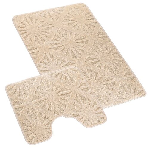 Bellatex Badteppich-Set Bany mit Ausschnitt Strahl Creme, 60 x 100, 60 x 50 cm