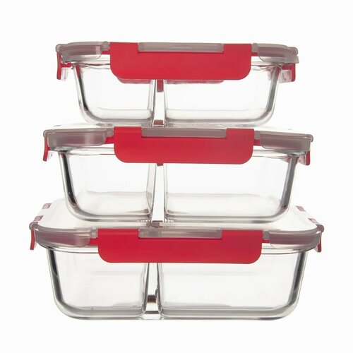 Orion Tavă de copt divizată cu capac din plastic,23,5 x 18 x 7,5 cm