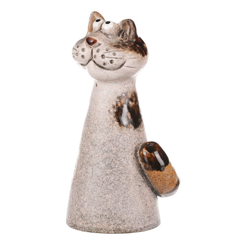 Keramische Zaundekoration Katze, 10 x 18 x 9 cmbeige,