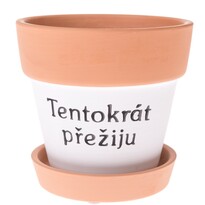 Ghiveci decorativ ceramic cu inscripție,12,5 x 12 cm