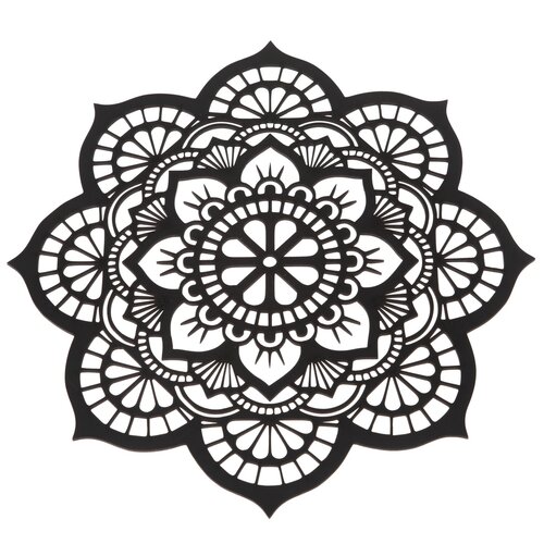 Lesena izrezljana stenska dekoracija Mandala, 35 x35 x 1 cm