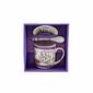 Kubek porcelanowy z talerzykiem i łyżeczką Lavender de Provence