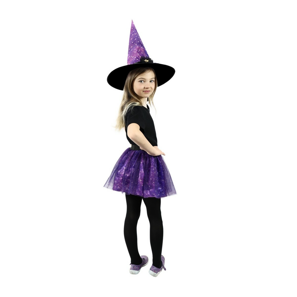 Rappa Dětský kostým Čarodějnická Tutu sukně s kloboukem