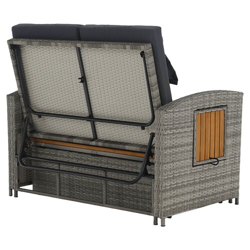 Sofa ogrodowa rattanowa MALORY, szary/naturalny