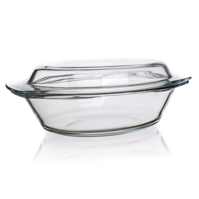 Simax Ovale Glasbackform mit Deckel 4,4 l