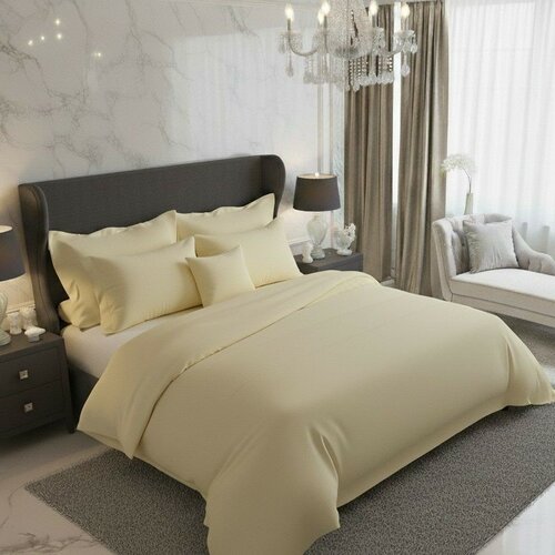 Lenjerie de pat din satin Luxury Collection, crem, 140 x 200 cm, 70 x 90 cm