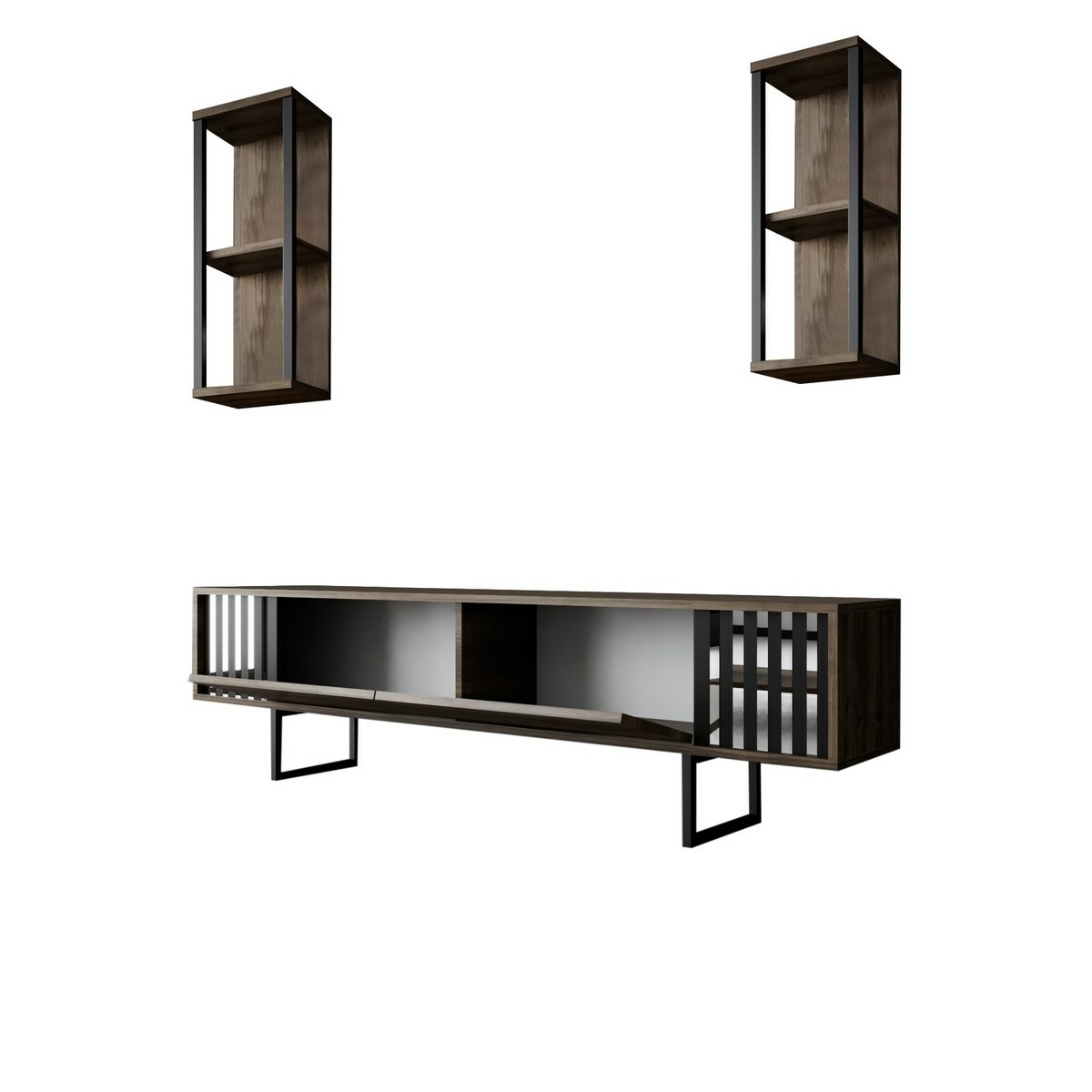 Televízny stolík s policami Chrome Walnut and Black