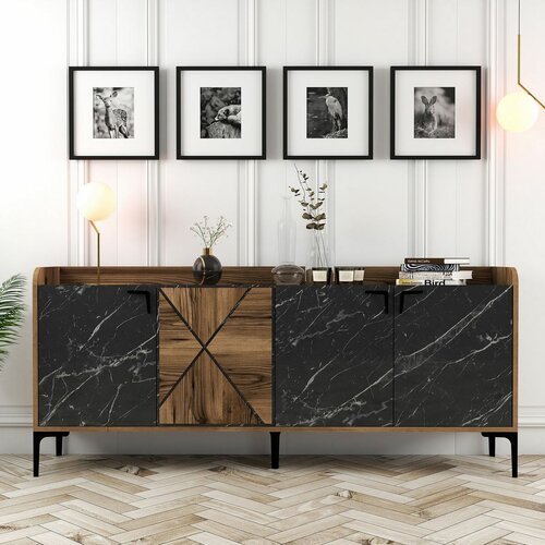 Dulap Venedik Walnut and Black Marble