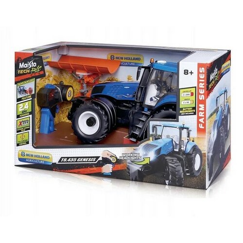 Maisto Tech RC, ciągnik New Holland z lemieszem, 2,4 GHz, niebieski