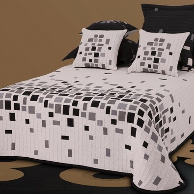 Narzuta na łóżko Derby czarno-biały, 240 x 260 cm + 2 szt. 40 x 40 cm