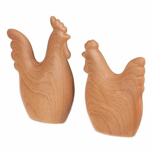 Veľkonočná dekorácia Sliepky a kohút, 12 x 3 x 14 cm, set 2 ks, polyresin