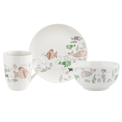 Florina 3-delni porcelanový set Rybky