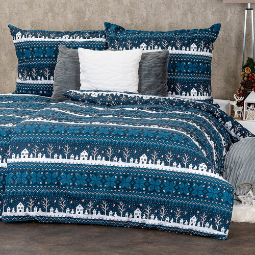 Lenjerie de pat 4Home Winter village, din bumbac, 140 x 220 cm, 70 x 90 cm
