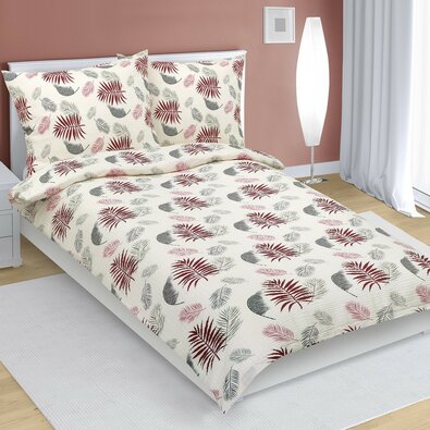 Bellatex Krepp-Bettwäsche Feder creme, 140 x 220 cm, 70 x 90 cm