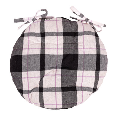 Подушка для сидіння Клітинка сіро-біла стьобана кругла, 40 см