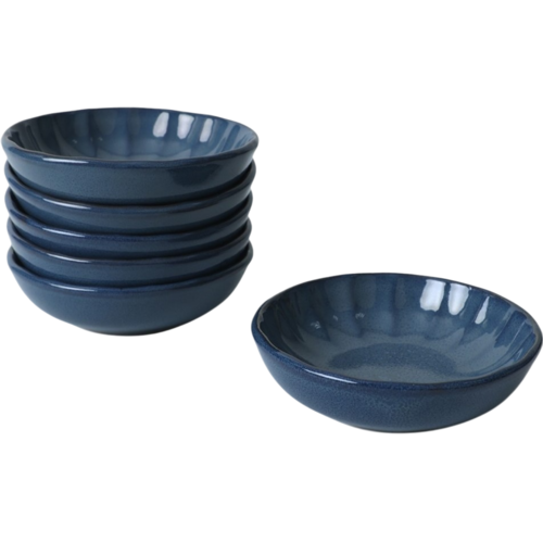 Set mit 6 Steingutschalen Laguna 12 cm, dunkelblau