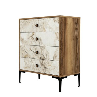 Comodă Lizbon White and Walnut