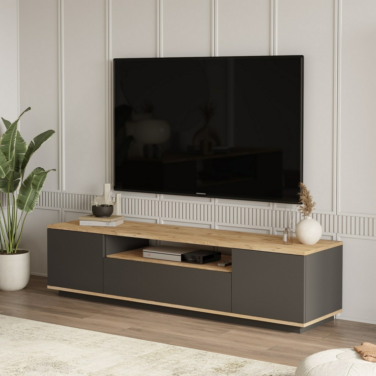 Televízny stolík Fran Atlantic Pine and Anthracite