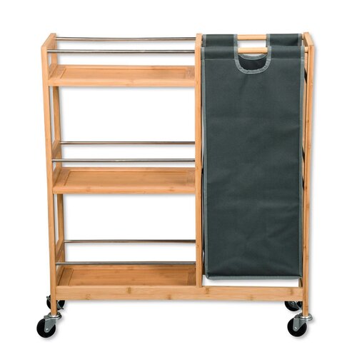 Kesper 24857 Police na kolečkách s košem nasteklenice bambus, 78 x 20 x 68 cm