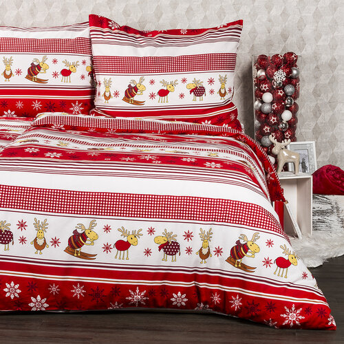 4Home Weihnachtliche Flanell-Bettwäsche Rentiere, 220 x 200 cm, 2 St. 70 x 90 cm