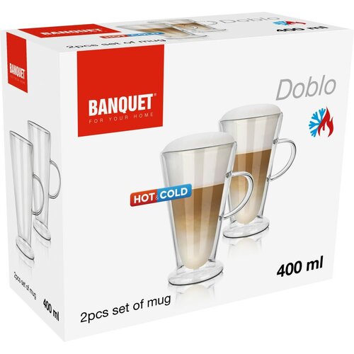 Banquet Sada skleněných hrnků DOBLO 400 ml, 2 ks