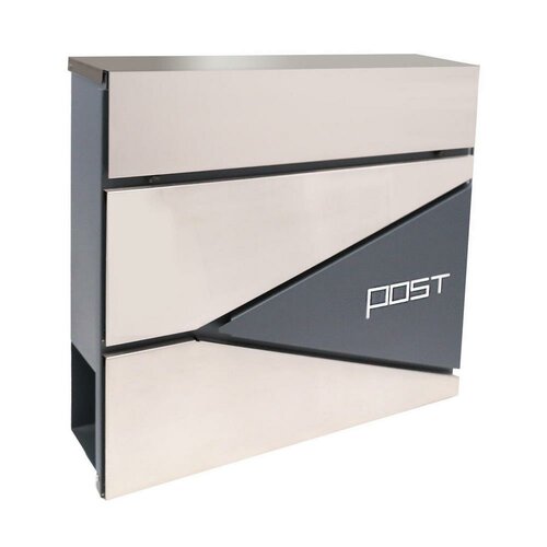 Briefkasten 371 x 362 x 105 mm, Zn + Edelstahl mit Zeitungsöffnung