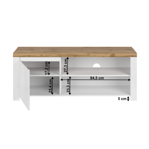 Televizní stolek VILGO 1D160, lesklá bílá