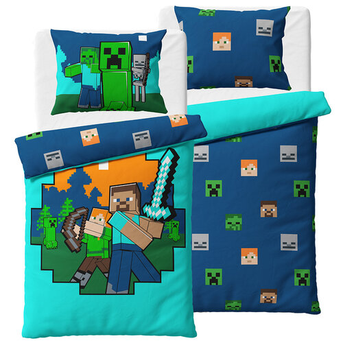 Kinderbettwäsche Minecraft Alex und Steve, 140 x 200 cm, 70 x 90 cm