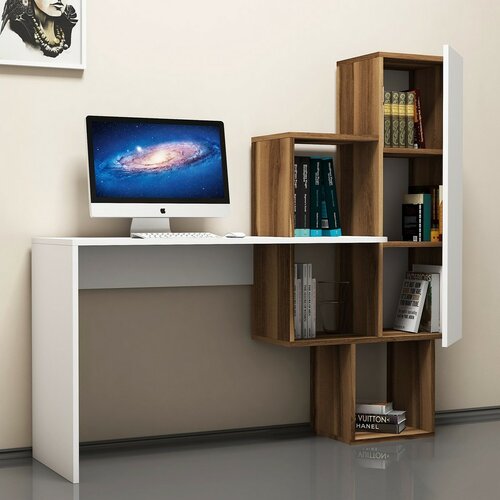 Schreibtisch Acelya Walnut and White