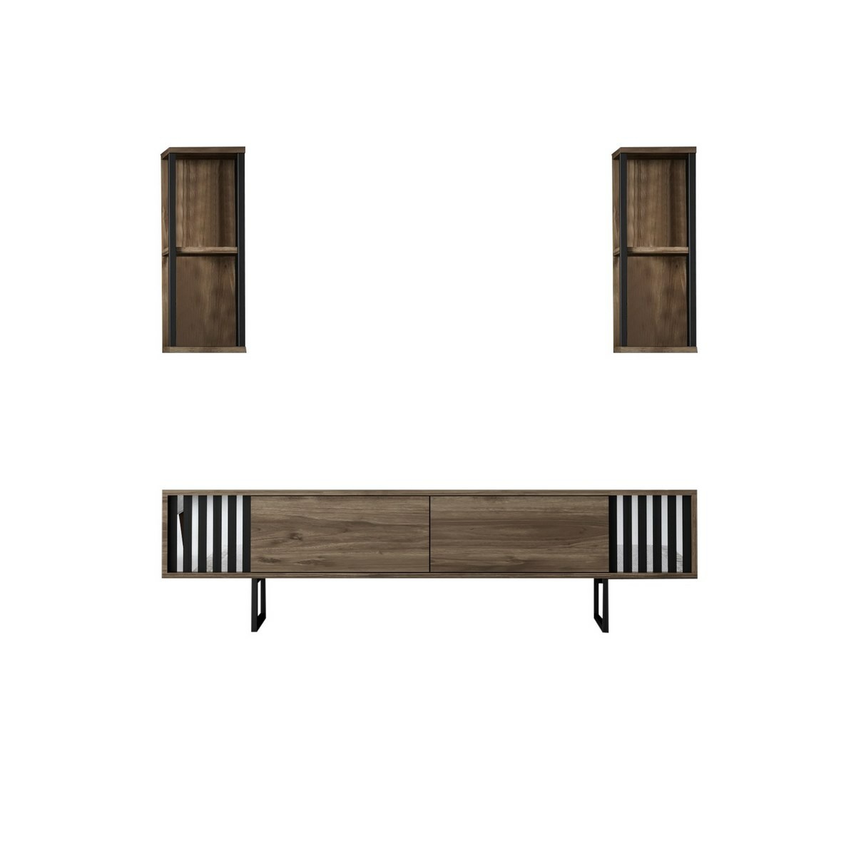 Televízny stolík s policami Chrome Walnut and Black