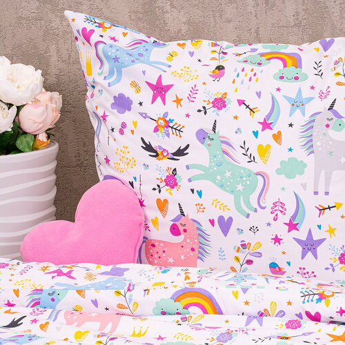 4Home Kinderbettwäsche aus Baumwolle Unicorns, 160 x 200 cm, 70 x 80 cm