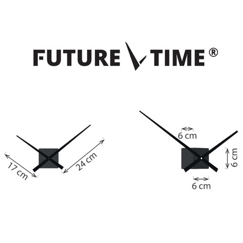 Future Time FT3000BK Кубічний чорний Самоклеючийдизайнерський годинник, діаметр 50 см