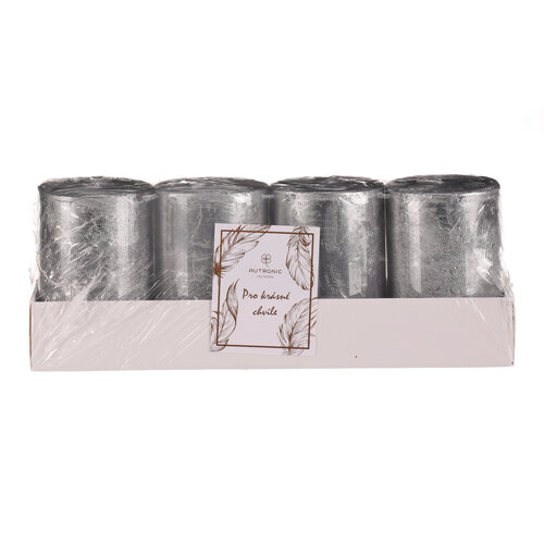 Adventi gyertya készlet ezüst, 4 db, paraffin, 8, 8 cm