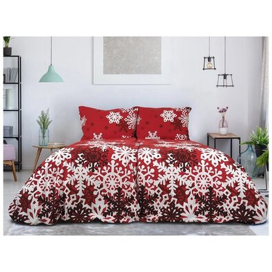 B.E.S. Petrovice Vörös téli mese flanel ágyneműhuzat, 140 x 200 cm, 70 x 90 cm