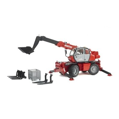 Excavator Bruder Farmer cu braț telescopic și accesorii, 52,7 x 16,8 x 20 cm