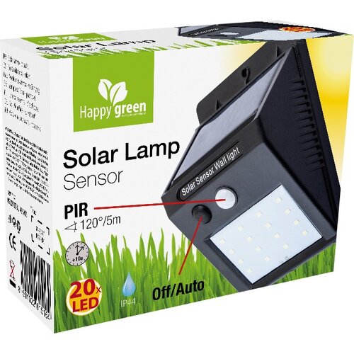 Happy Green Solární lampa Sensor 20 LED, 4,9 x 12,5  x 9,6 cm